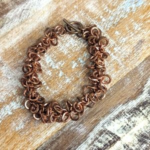 Vintage Copper Chainmail Bracelet With Toggle Closure